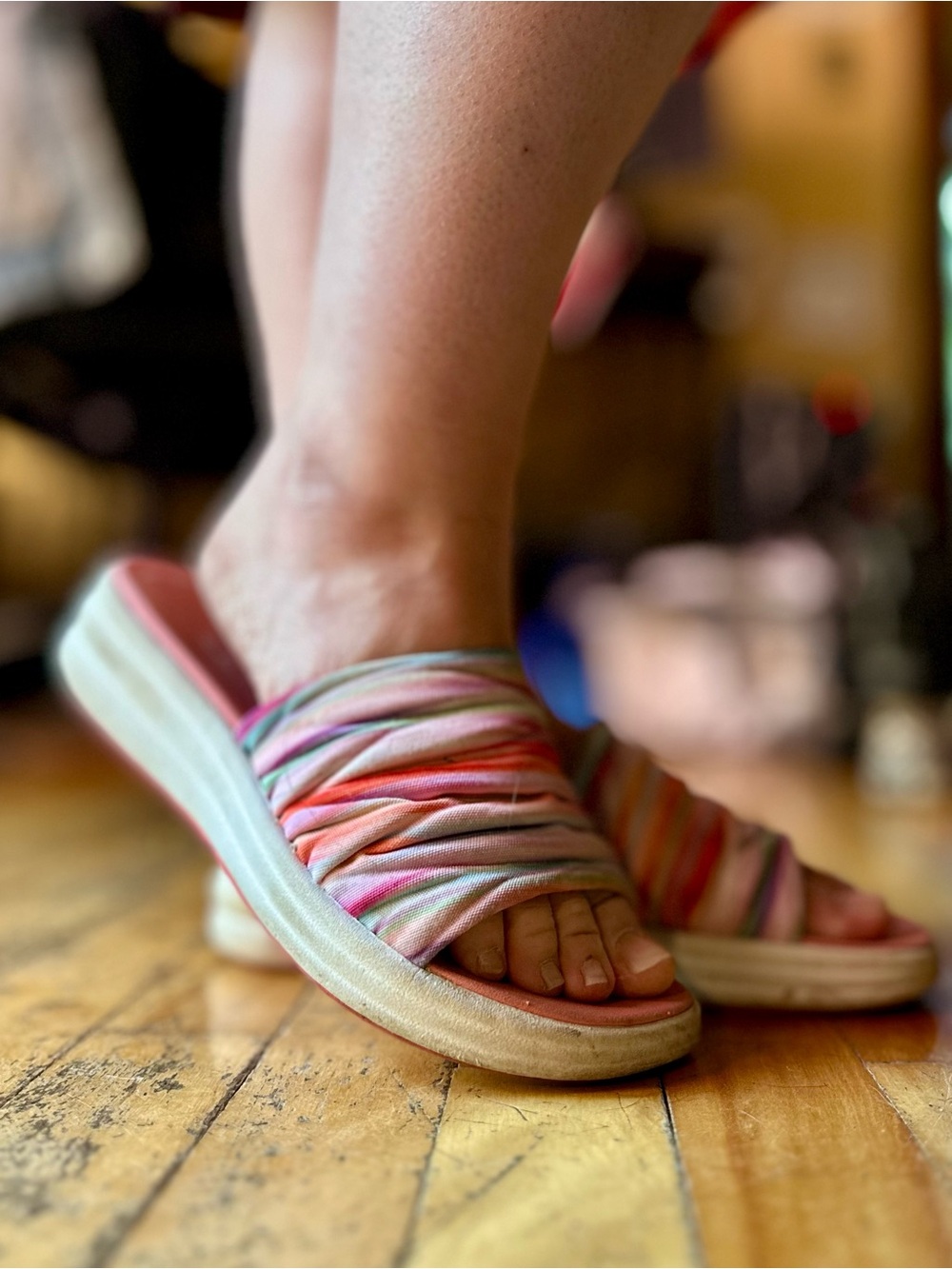 Cloudsteppers by Clarks Ruched Multicolor Slide Sandals